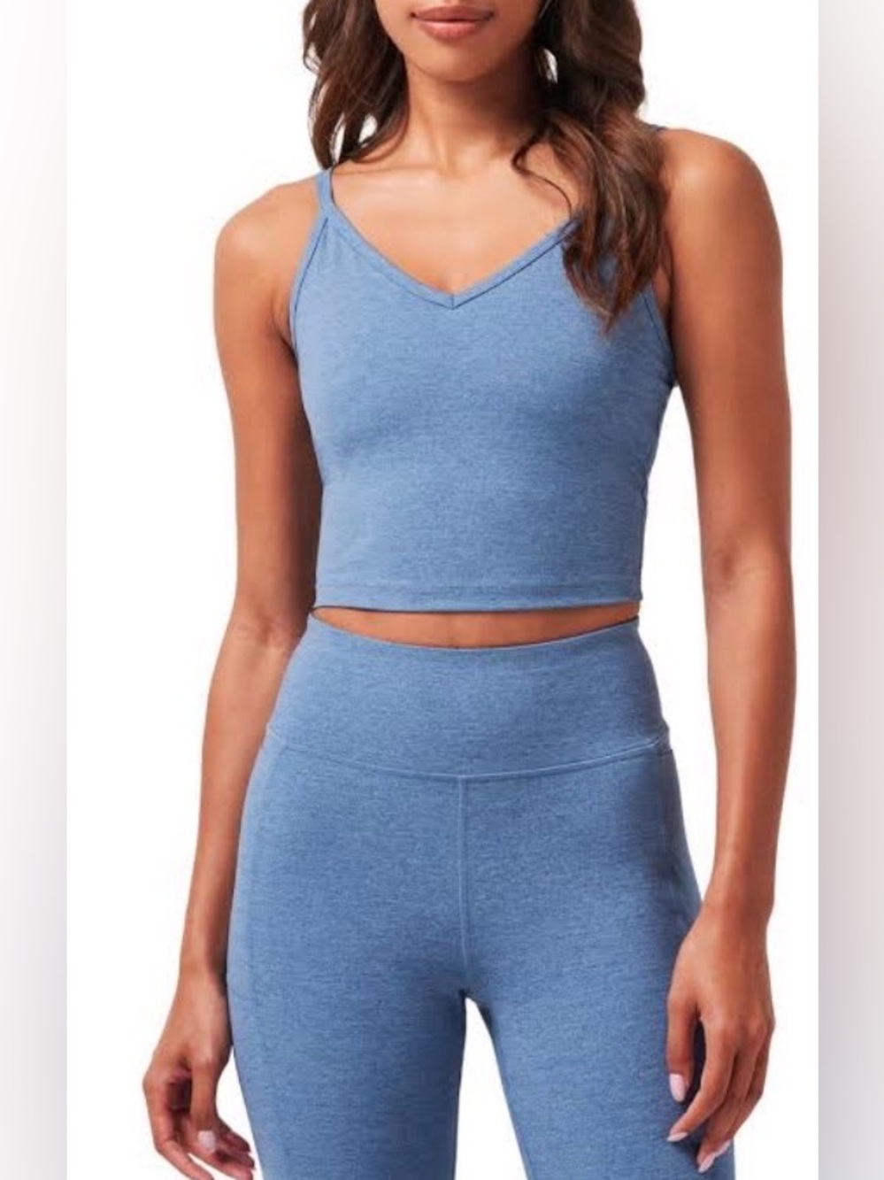 Travis Mathew morning interval cropped v neck workout top blue size small